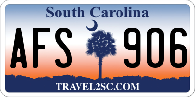 SC license plate AFS906