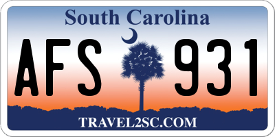SC license plate AFS931