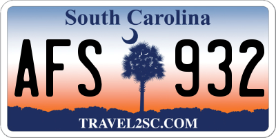 SC license plate AFS932