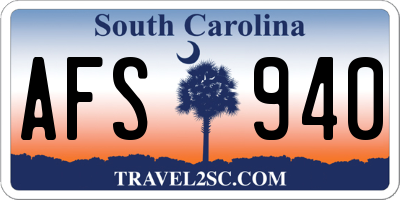 SC license plate AFS940