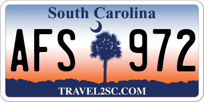SC license plate AFS972