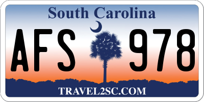 SC license plate AFS978