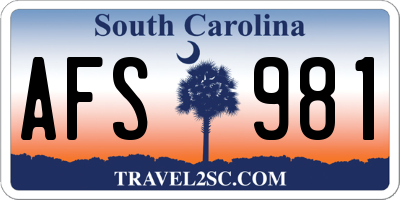 SC license plate AFS981