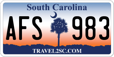 SC license plate AFS983