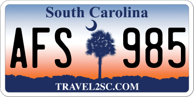 SC license plate AFS985