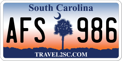 SC license plate AFS986