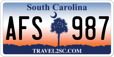 SC license plate AFS987