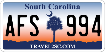 SC license plate AFS994