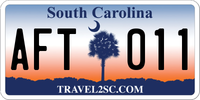 SC license plate AFT011