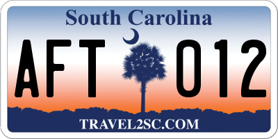SC license plate AFT012