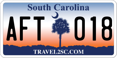 SC license plate AFT018