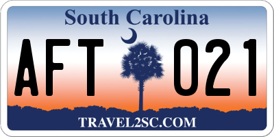 SC license plate AFT021