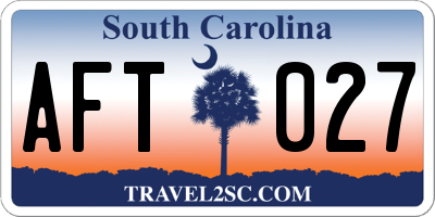 SC license plate AFT027