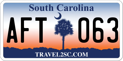 SC license plate AFT063