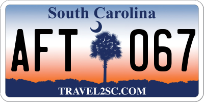 SC license plate AFT067