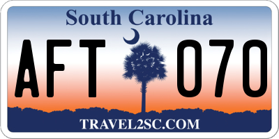 SC license plate AFT070