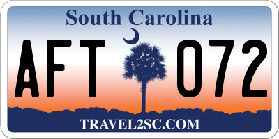SC license plate AFT072