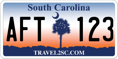SC license plate AFT123