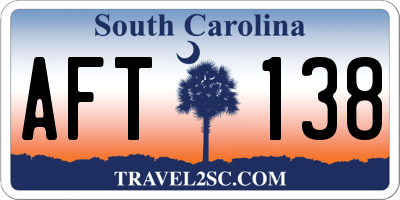 SC license plate AFT138