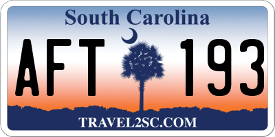 SC license plate AFT193