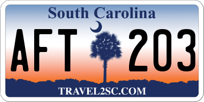 SC license plate AFT203