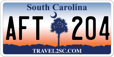 SC license plate AFT204