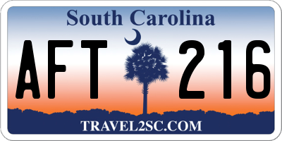SC license plate AFT216