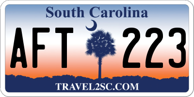 SC license plate AFT223