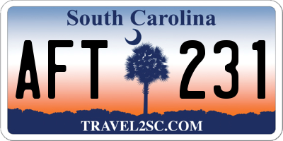 SC license plate AFT231