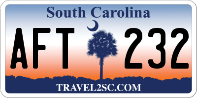 SC license plate AFT232