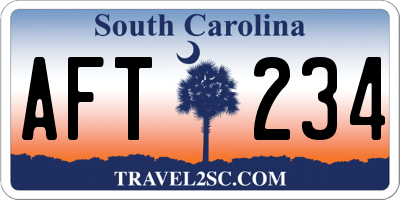 SC license plate AFT234