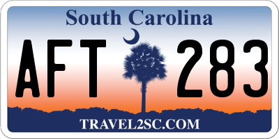 SC license plate AFT283
