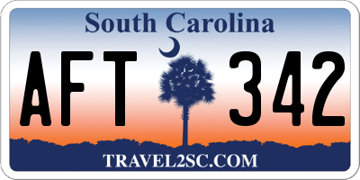 SC license plate AFT342