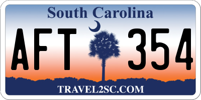 SC license plate AFT354