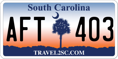 SC license plate AFT403