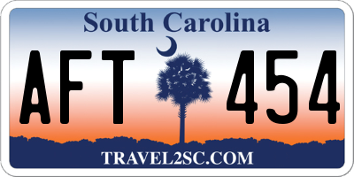 SC license plate AFT454