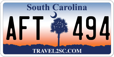 SC license plate AFT494