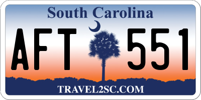 SC license plate AFT551