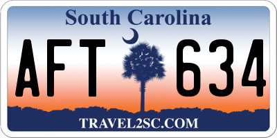 SC license plate AFT634