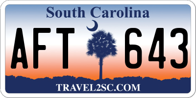 SC license plate AFT643