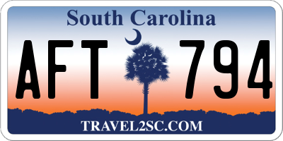 SC license plate AFT794