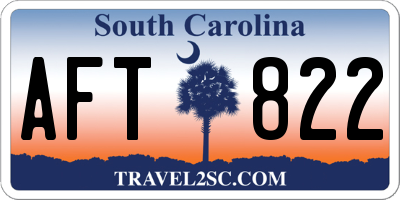 SC license plate AFT822