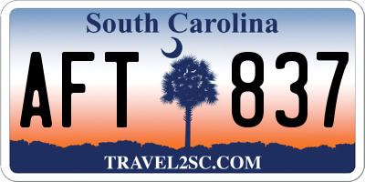 SC license plate AFT837