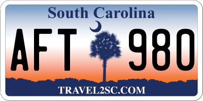 SC license plate AFT980