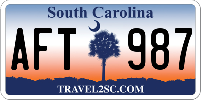 SC license plate AFT987