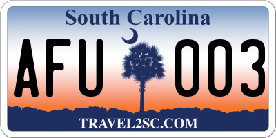 SC license plate AFU003