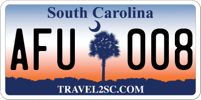 SC license plate AFU008
