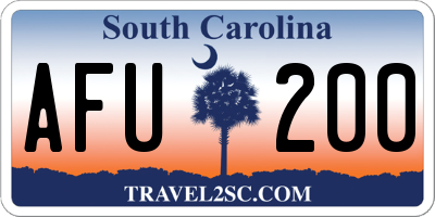 SC license plate AFU200