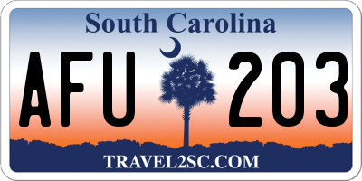 SC license plate AFU203