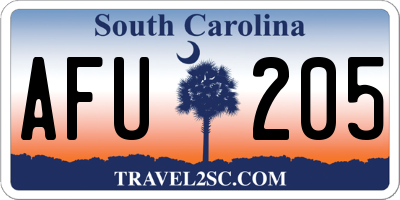 SC license plate AFU205